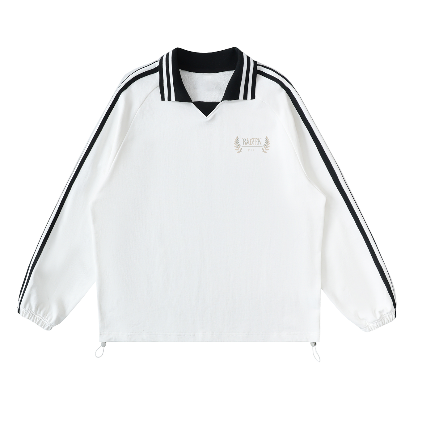  Striped Coller Sweatshirt,Kaizen Styling 