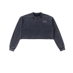 Snow Washed Raw Edge Cropped Sweatshirt