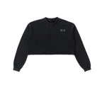 Snow Washed Raw Edge Cropped Sweatshirt