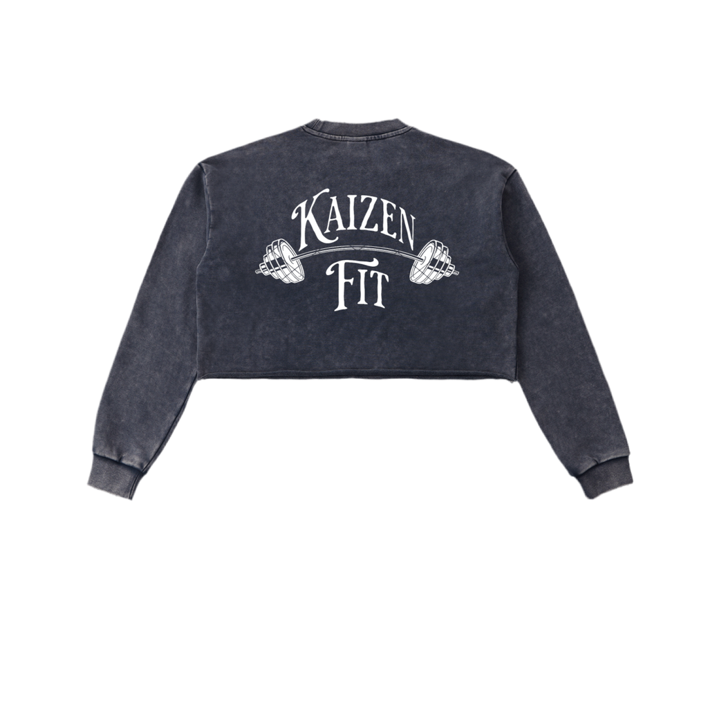 Snow Washed Raw Edge Cropped Sweatshirt