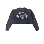 Snow Washed Raw Edge Cropped Sweatshirt