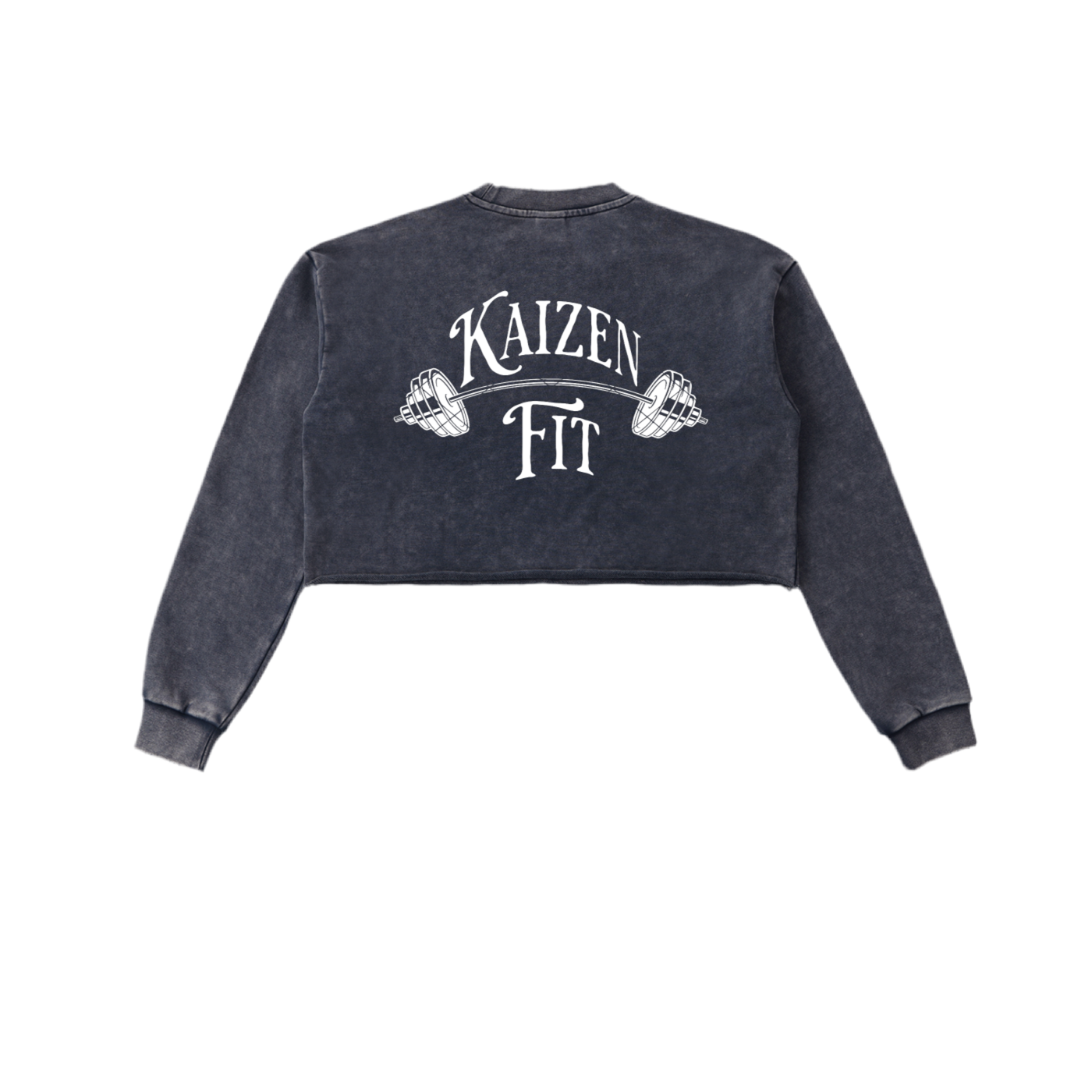 Snow Washed Raw Edge Cropped Sweatshirt