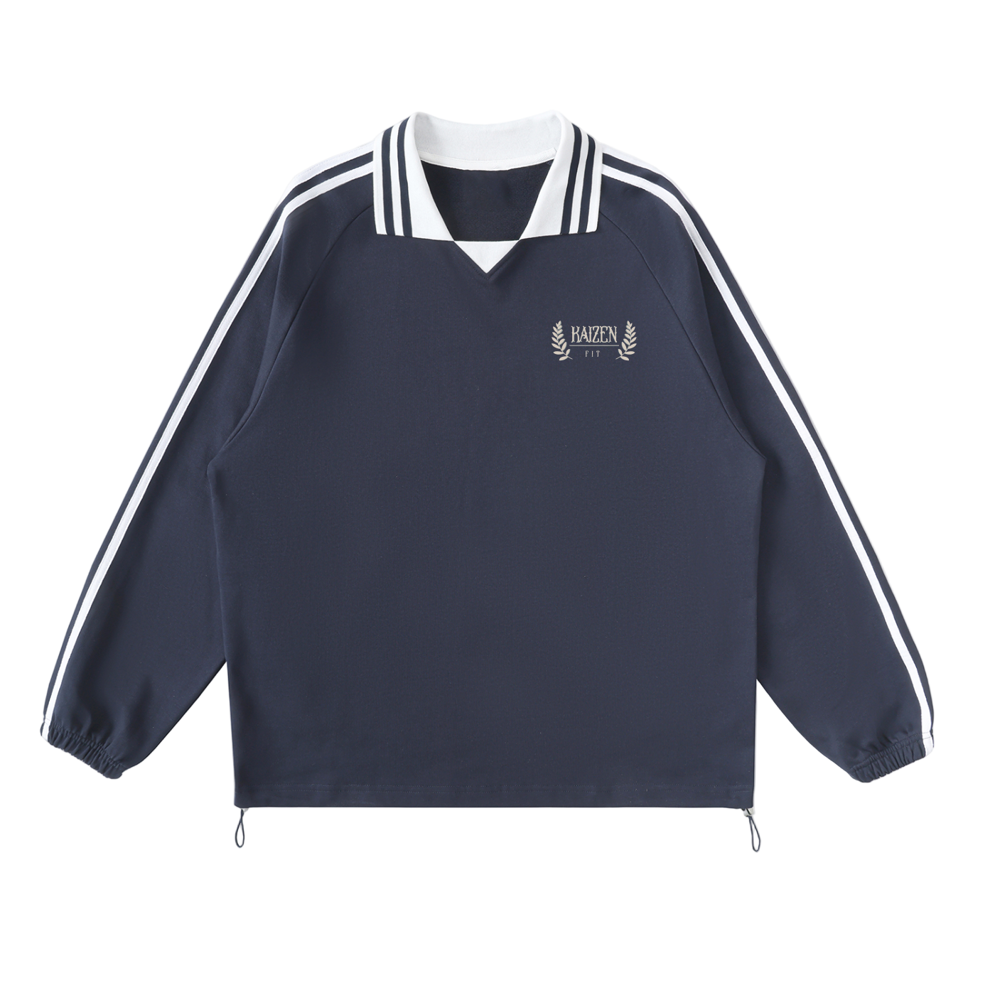  Striped Coller Sweatshirt,Kaizen Styling 