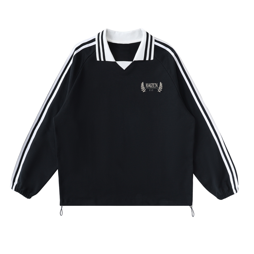  Striped Coller Sweatshirt,Kaizen Styling 