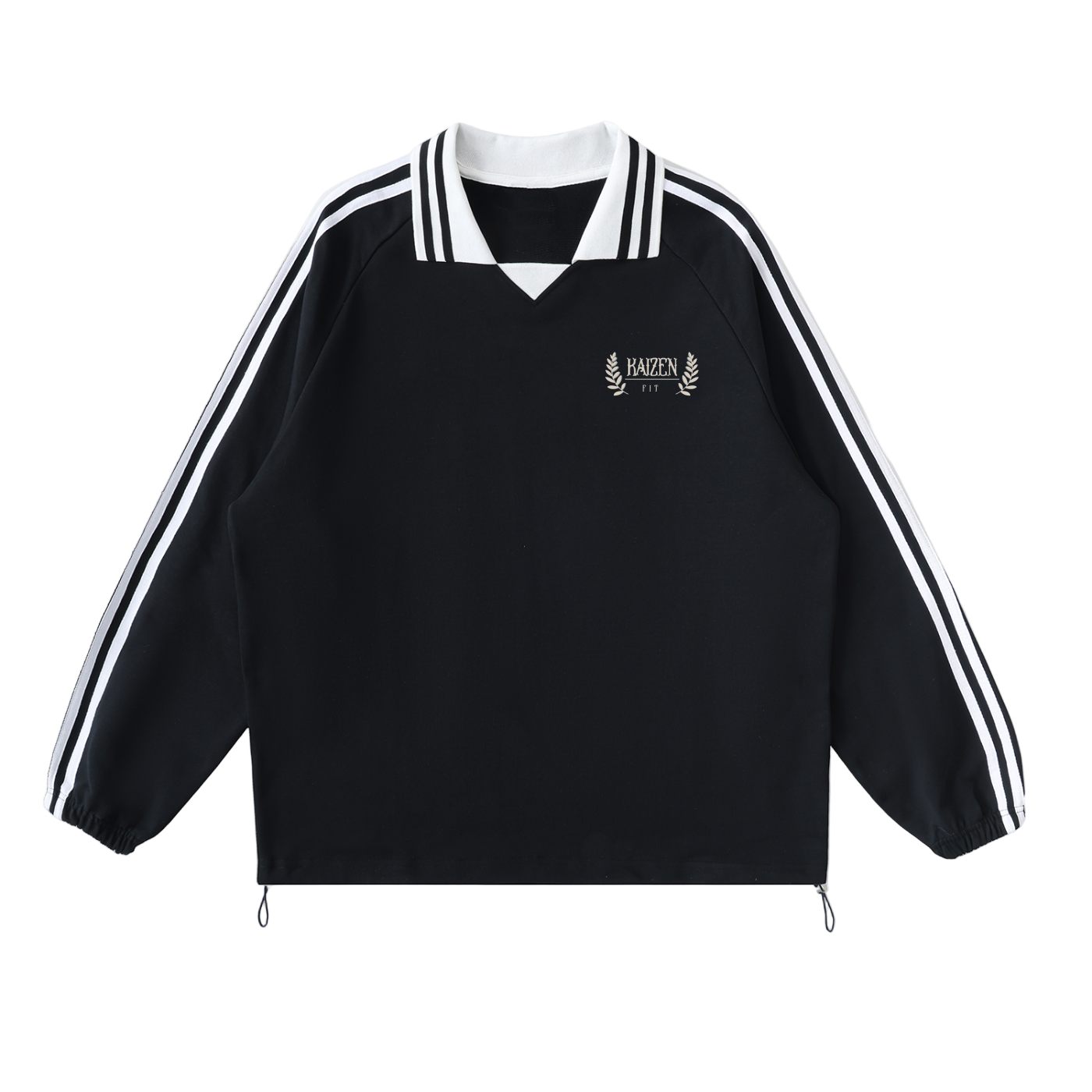  Striped Coller Sweatshirt,Kaizen Styling 