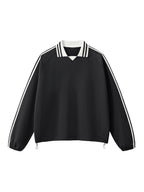  Striped Coller Sweatshirt,Kaizen Styling 