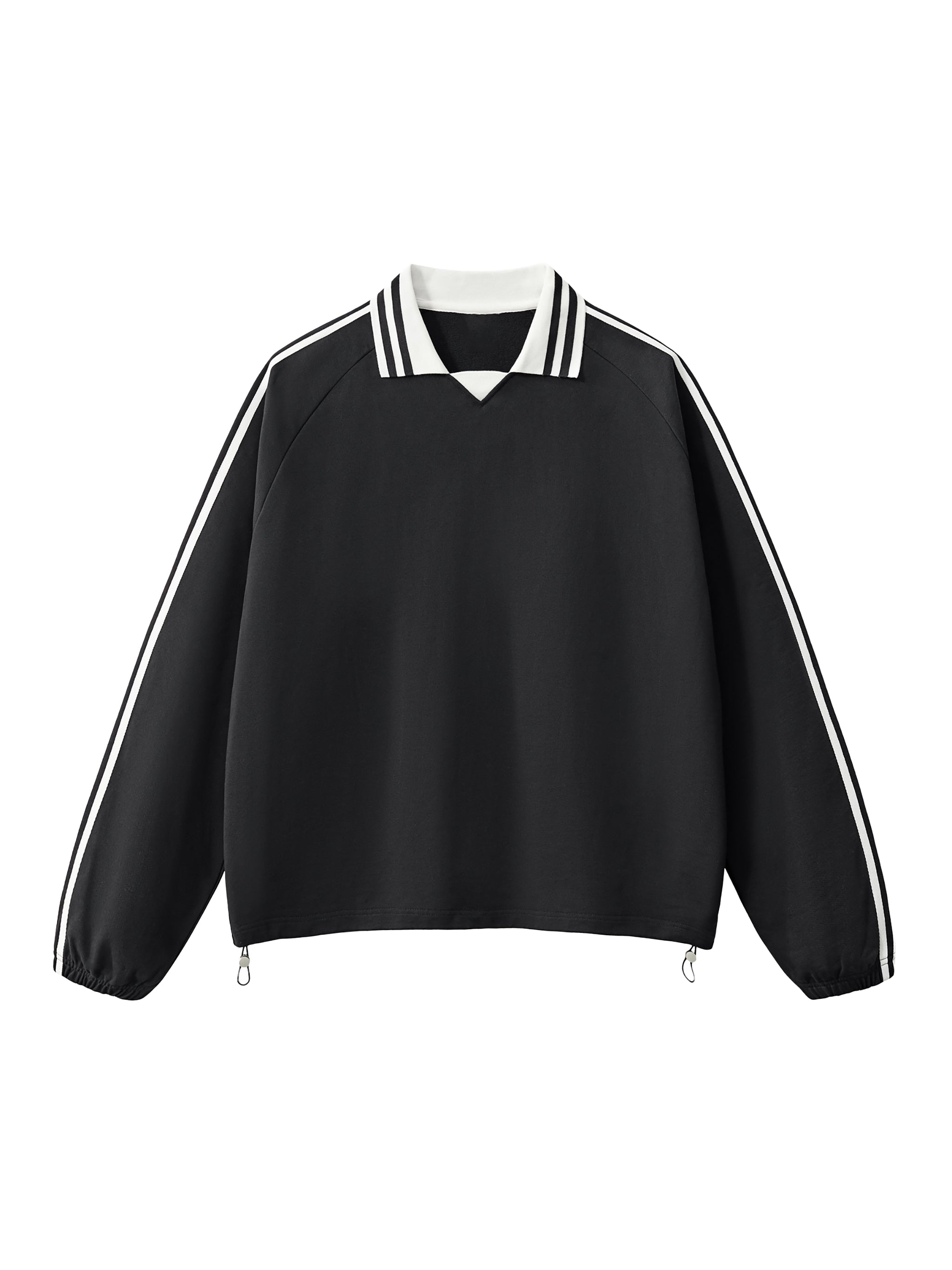  Striped Coller Sweatshirt,Kaizen Styling 
