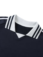  Striped Coller Sweatshirt,Kaizen Styling 